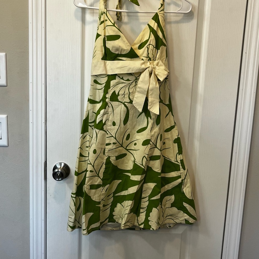 Trixxi Green Floral Halter Dress Y2K Tropical Spring Easter Dress size 3
